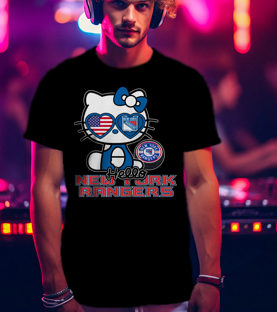 Hellokitty New York Rangers American Flag Heart Eyes T-Shirt