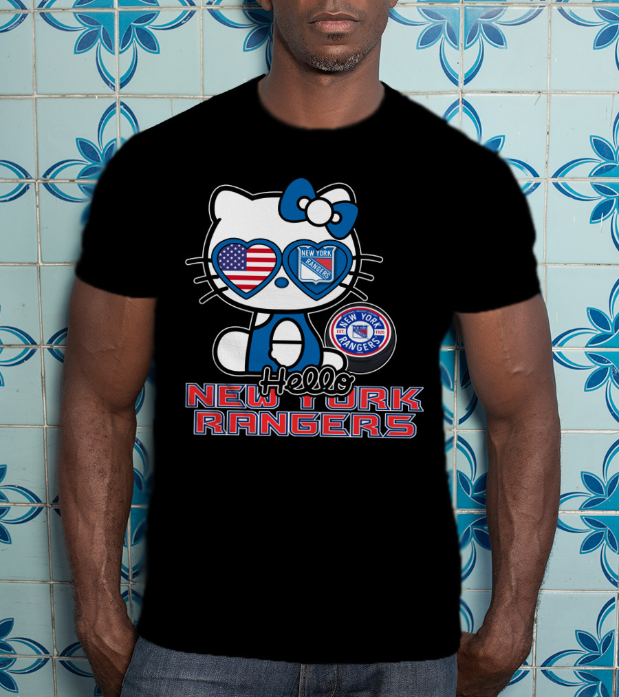 Hellokitty New York Rangers American Flag Heart Eyes T-Shirt