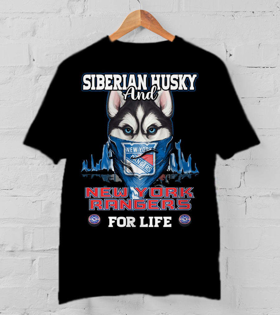 Siberian Husky And New York Rangers For Life T-Shirt