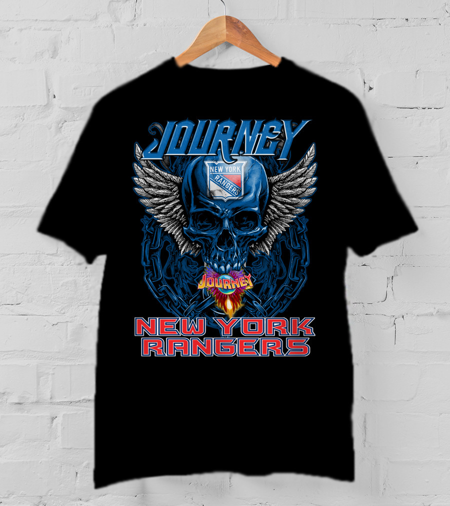 Journey New York Rangers Skull Wings Chain Flame T-Shirt