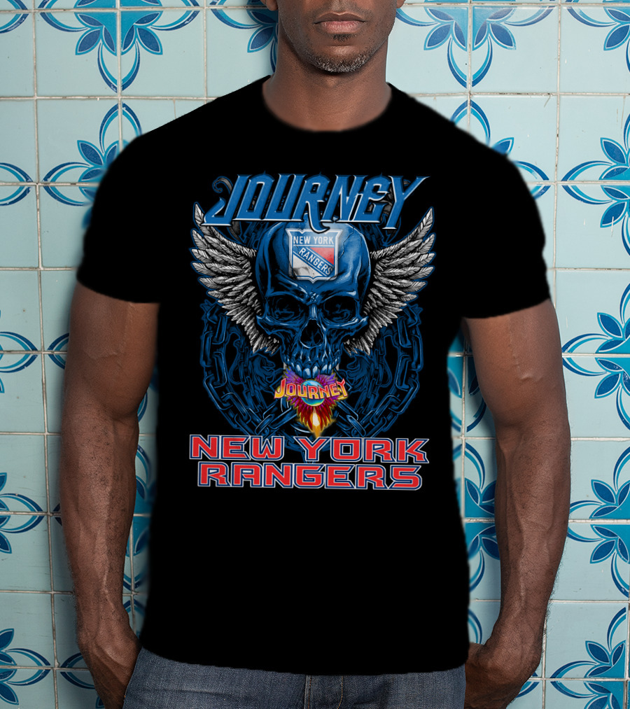 Journey New York Rangers Skull Wings Chain Flame T-Shirt