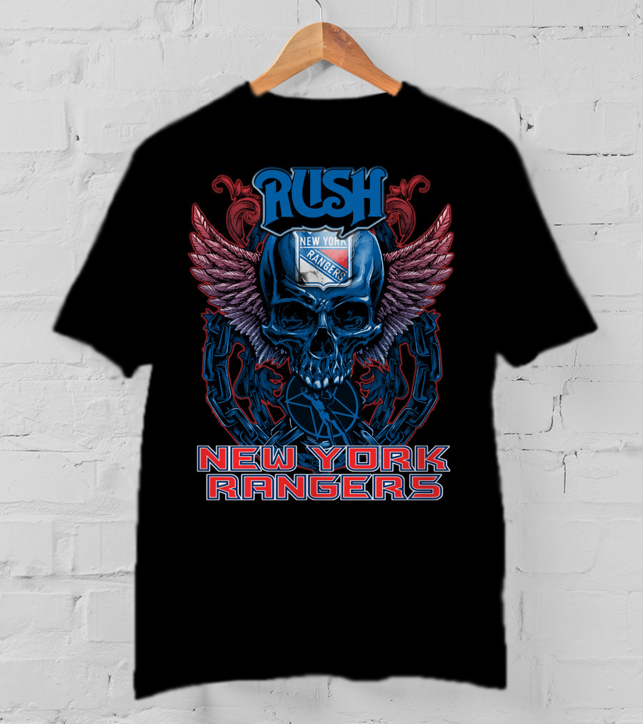 Rush New York Rangers Skull Wings Chain T-Shirt