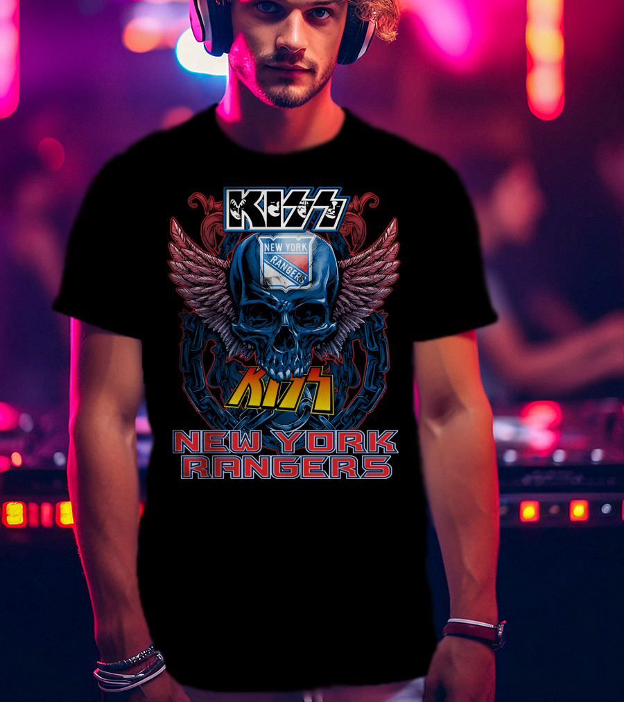 Kiss New York Rangers Skull Wings T-Shirt