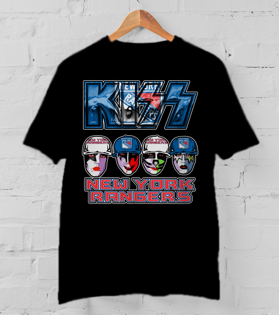 Kiss New York Rangers Iconic Band And Ice Hockey Team Fusion T-Shirt