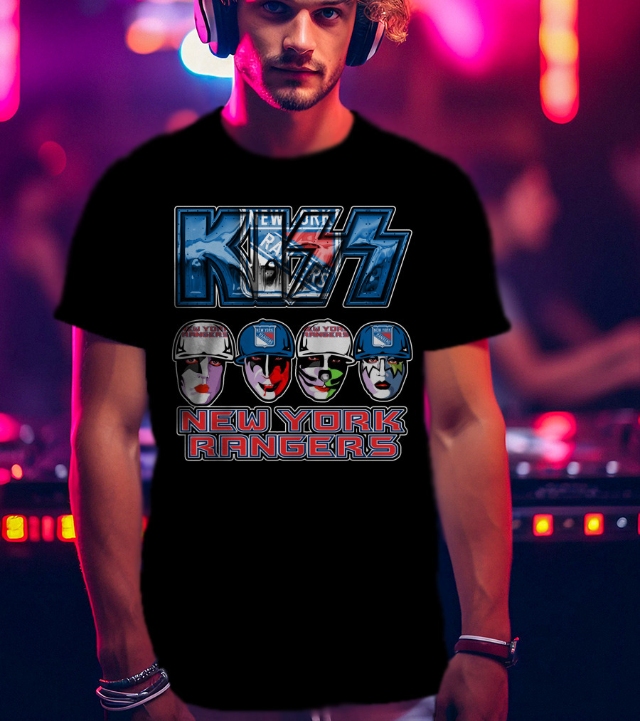 Kiss New York Rangers Iconic Band And Ice Hockey Team Fusion T-Shirt