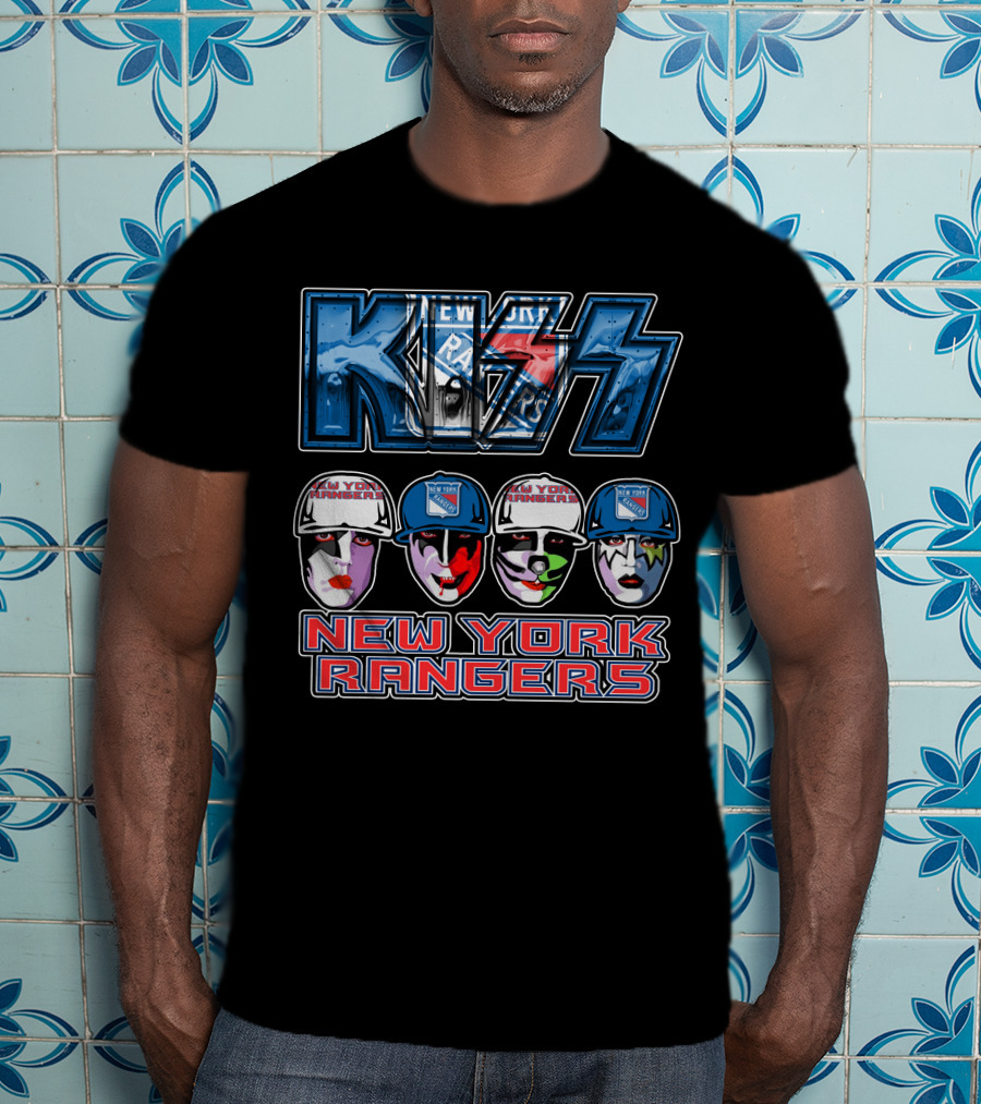 Kiss New York Rangers Iconic Band And Ice Hockey Team Fusion T-Shirt