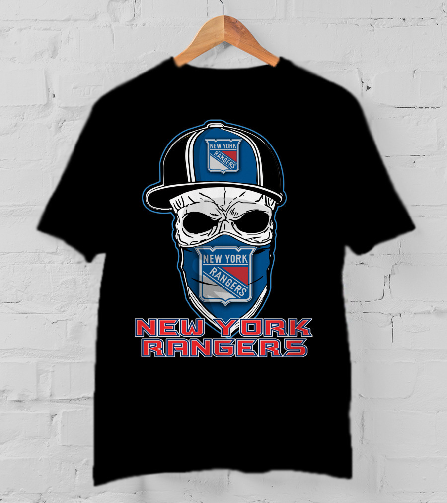 New York Rangers Skull Hat T-Shirt