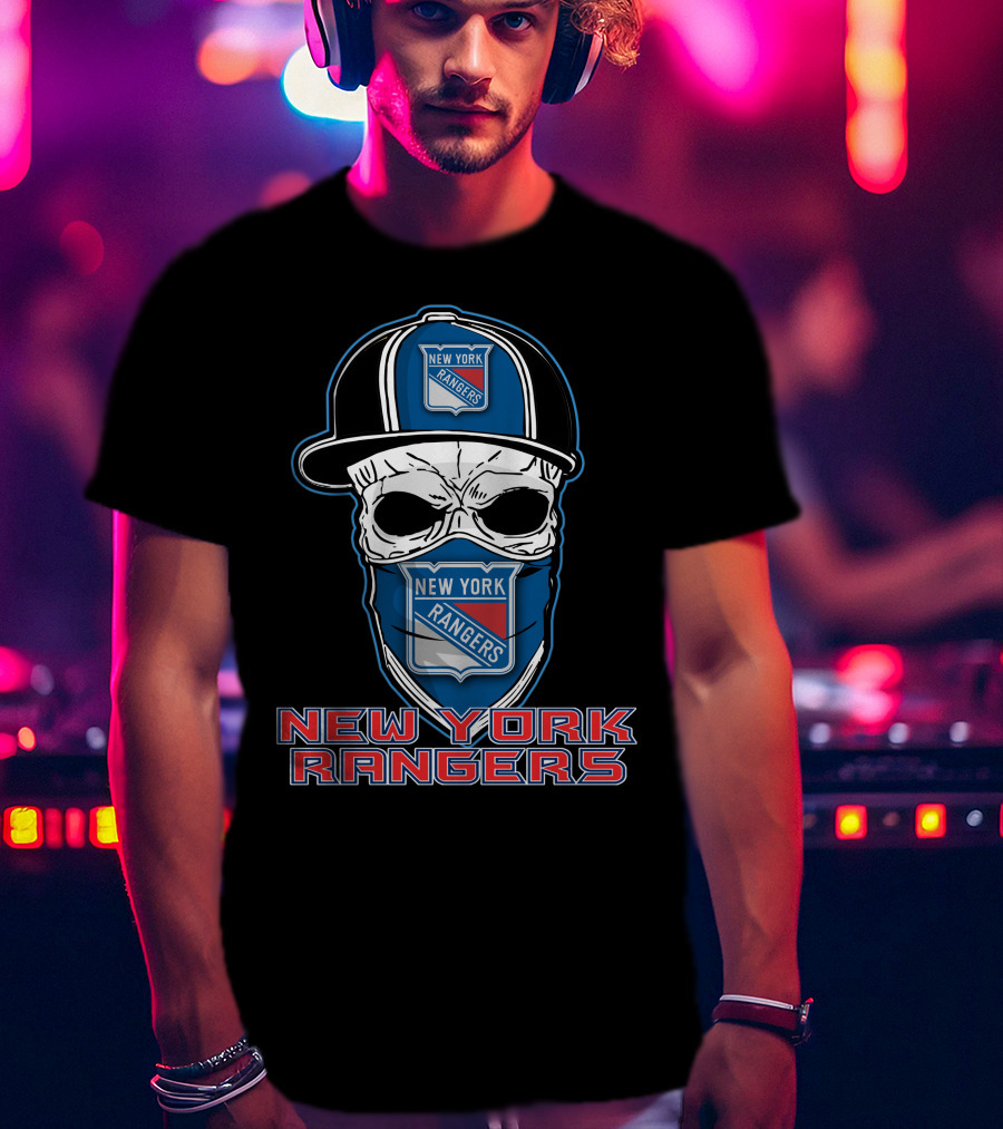 New York Rangers Skull Hat T-Shirt