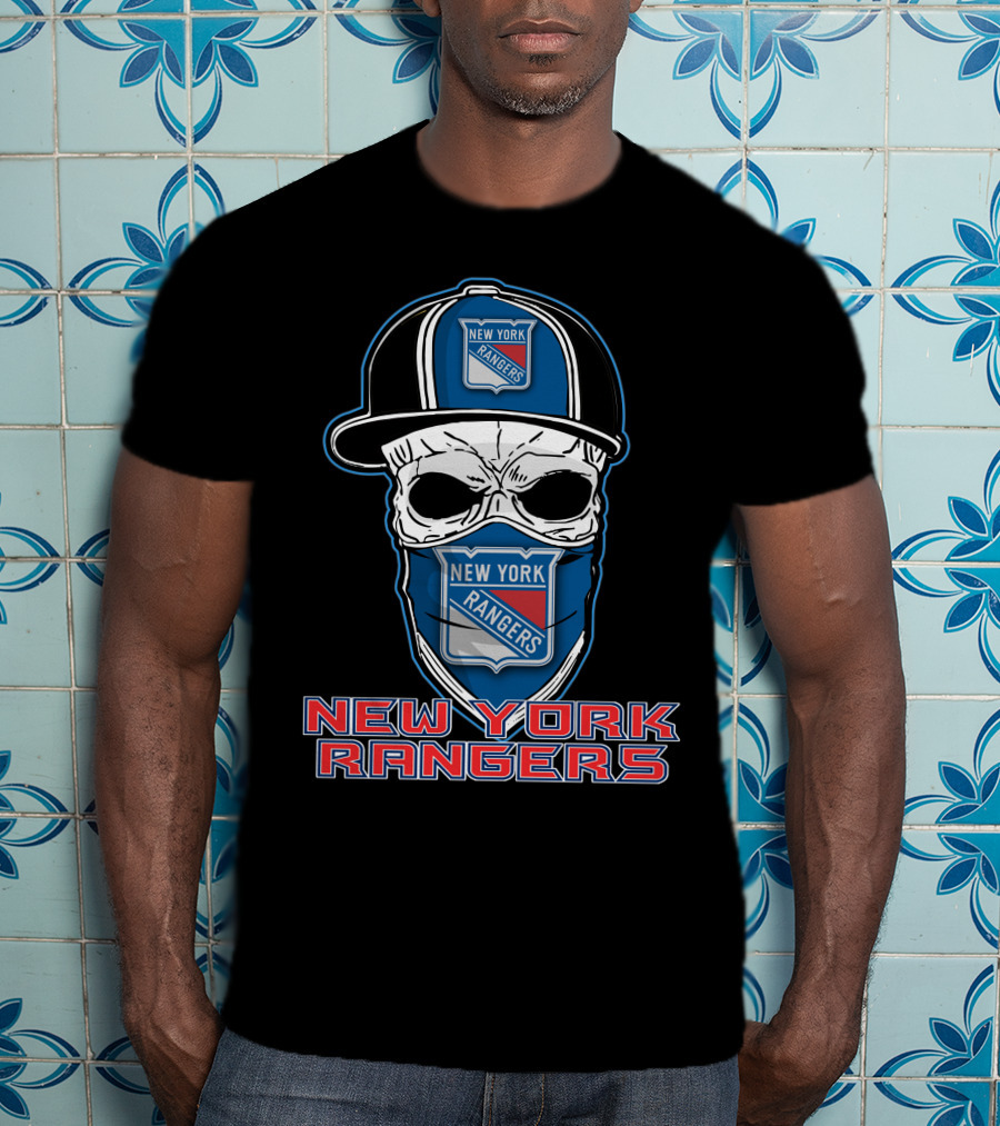 New York Rangers Skull Hat T-Shirt