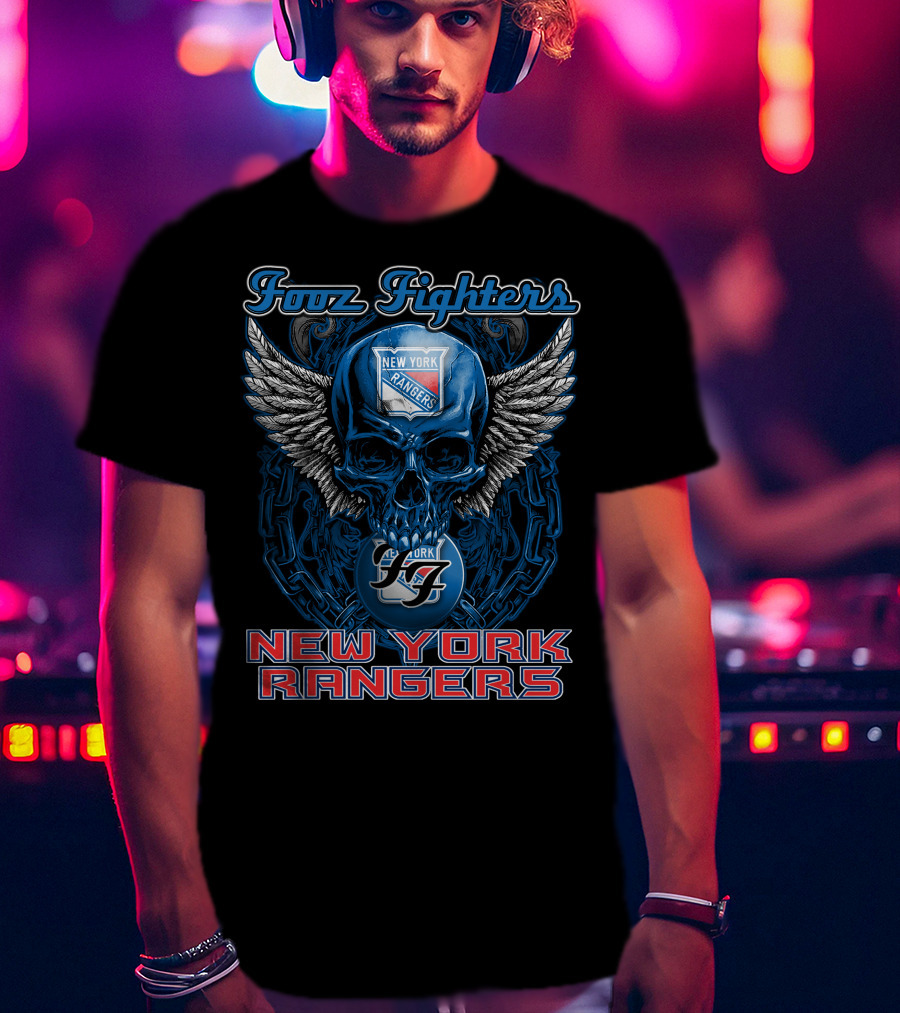 Foo Fighters New York Rangers Skull Wings T-Shirt