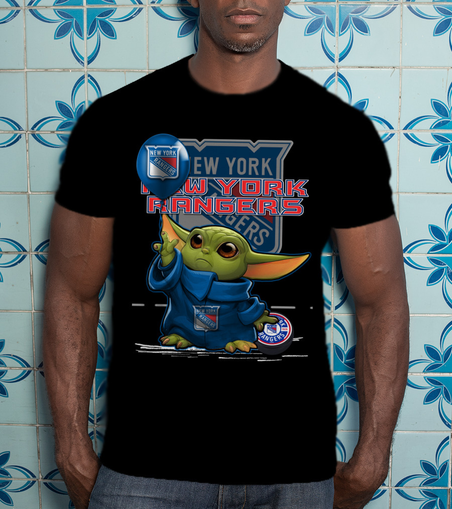 New York Rangers Yoda With Balloon T-Shirt