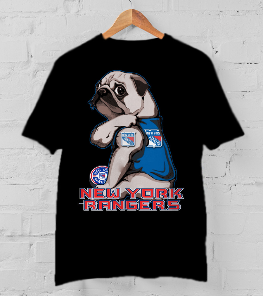 Pug Wearing New York Rangers Jersey T-Shirt