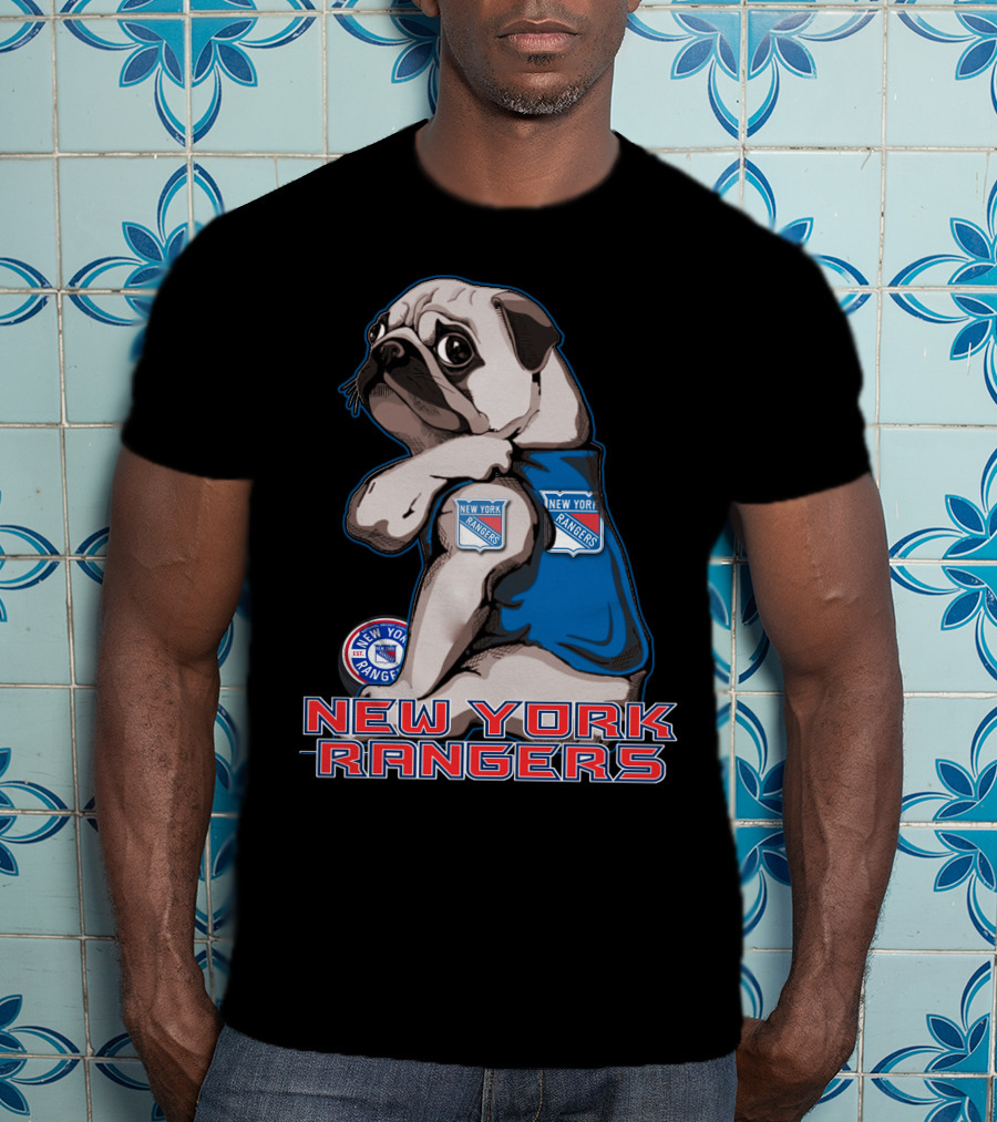 Pug Wearing New York Rangers Jersey T-Shirt