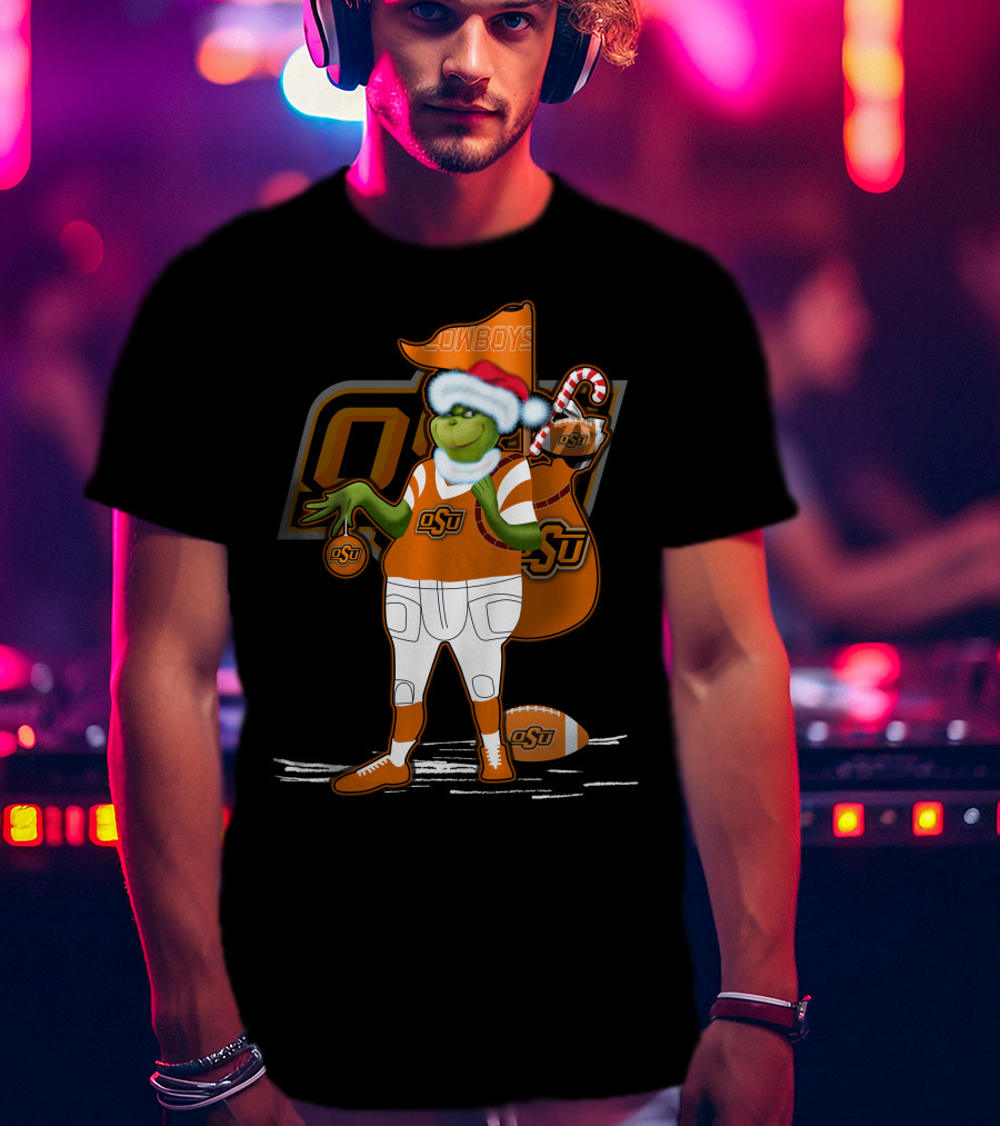 Grinchxmas Oklahoma State Cowboys OSU Football Holiday Cheer T-Shirt