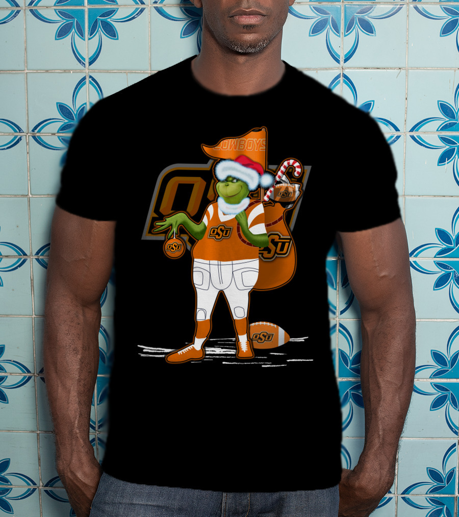Grinchxmas Oklahoma State Cowboys OSU Football Holiday Cheer T-Shirt