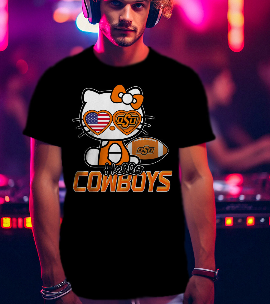 Hello Kitty OSU Cowboys Football Fan T-Shirt