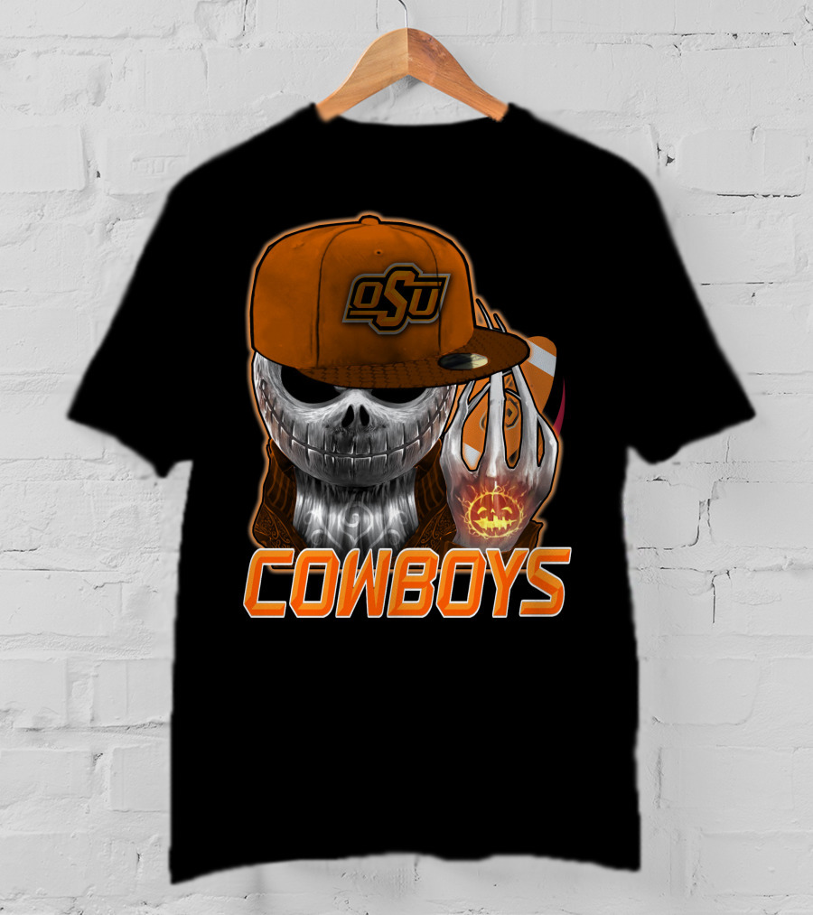 Osu Cowboys Halloween Skull Pumpkin Oklahoma State T-Shirt