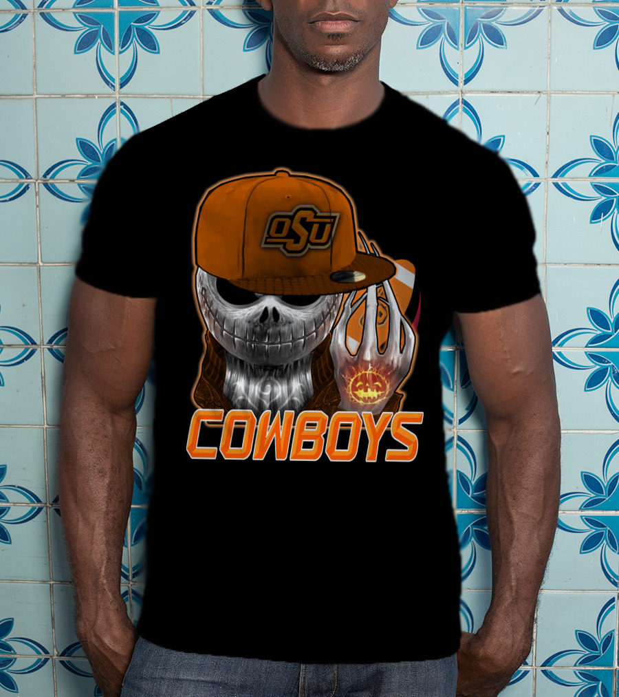 Osu Cowboys Halloween Skull Pumpkin Oklahoma State T-Shirt