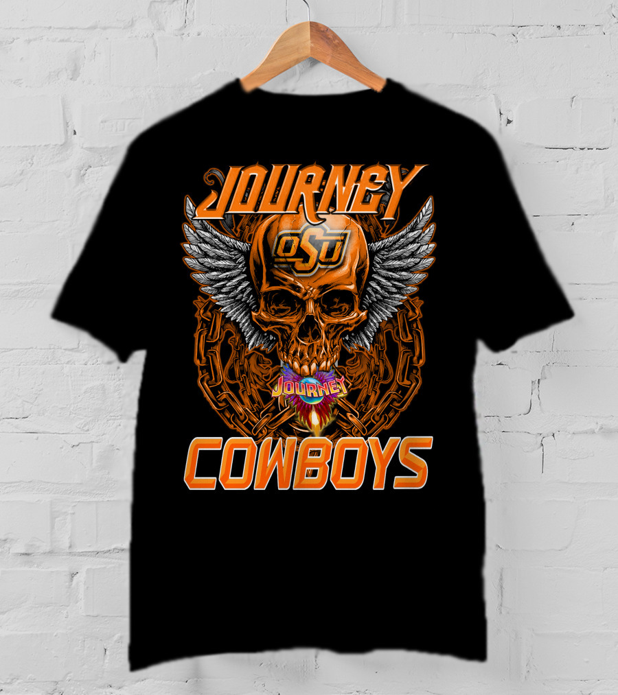 Journey Osu Cowboys Skull Wings And Chains T-Shirt