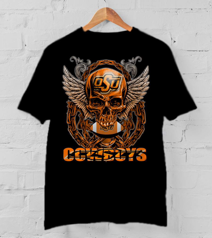 OSU Skull Wings Chain Football Cowboys T-Shirt