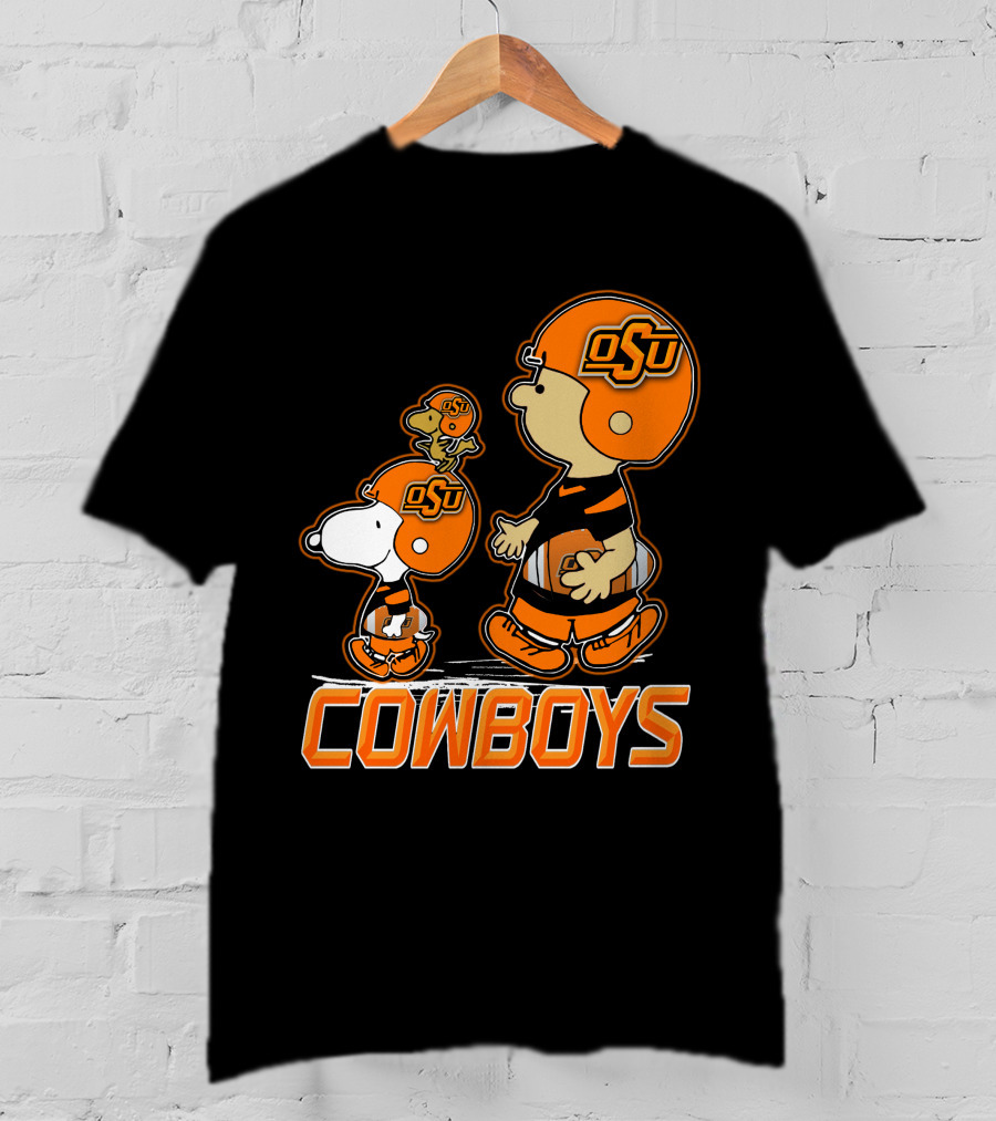 Snpfootball Oklahoma State Osu Cowboys Peanuts Characters Football Helmets T-Shirt