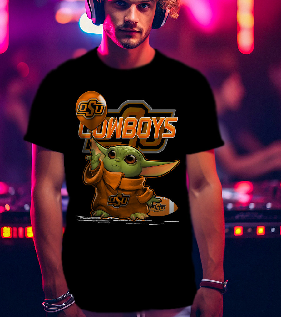 Yoda OSU Cowboys Balloon Football T-Shirt