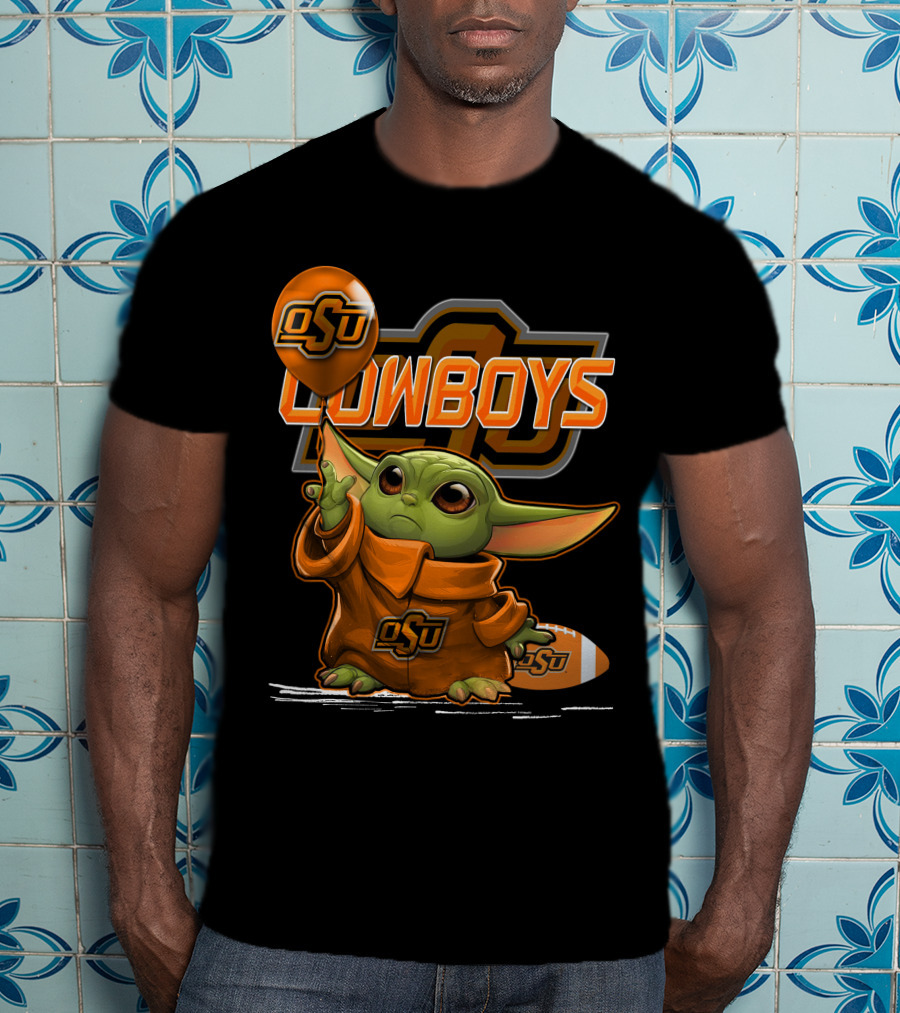 Yoda OSU Cowboys Balloon Football T-Shirt