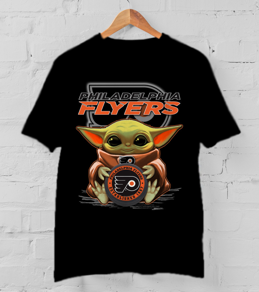 Philadelphia Flyers Baby Yoda Holding Logo Established 1967 T-Shirt