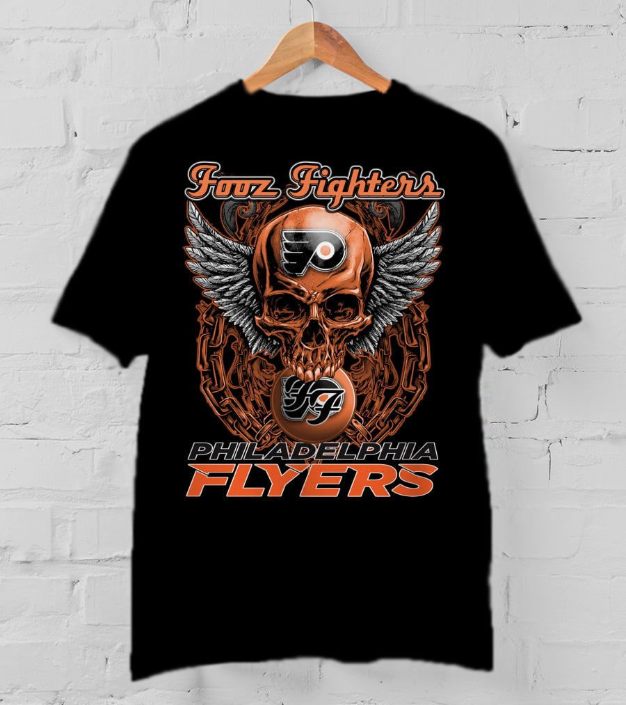 Fooz Fighters Philadelphia Flyers Skull Wings T-Shirt