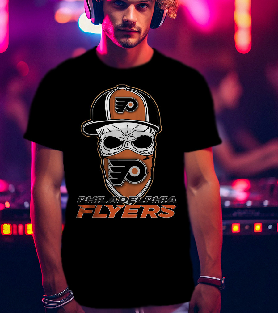 Philadelphia Flyers Skull Mask And Cap T-Shirt