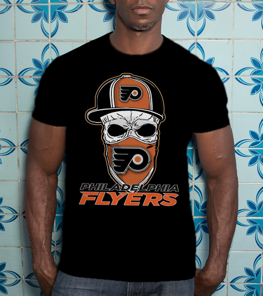 Philadelphia Flyers Skull Mask And Cap T-Shirt