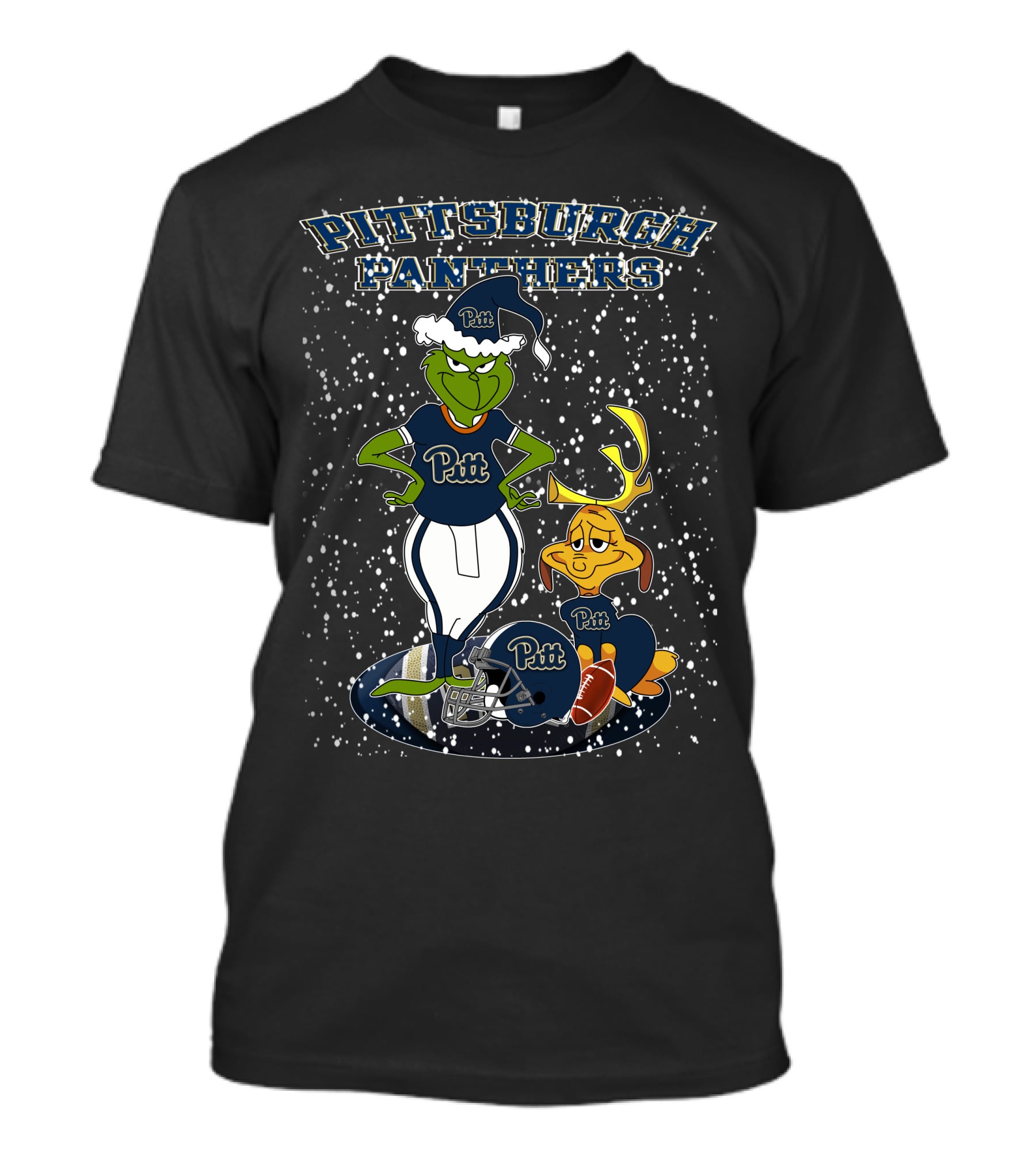 Pittsburgh Panthers Grinchxmas Snowy Scene Pitt Football Helmet T-Shirt