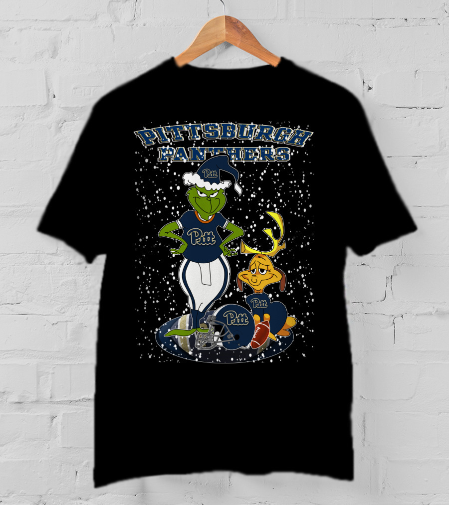 Pittsburgh Panthers Grinchxmas Snowy Scene Pitt Football Helmet T-Shirt