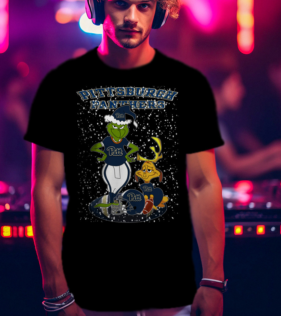 Pittsburgh Panthers Grinchxmas Snowy Scene Pitt Football Helmet T-Shirt