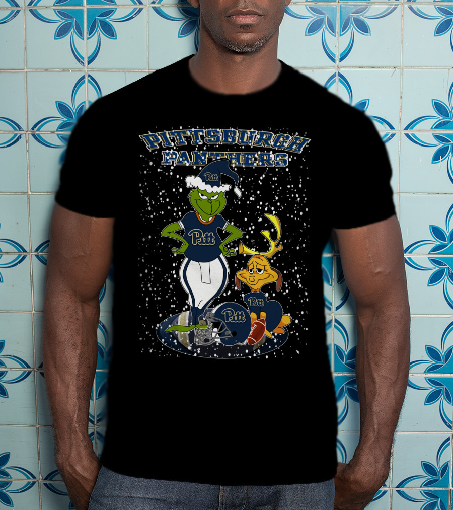 Pittsburgh Panthers Grinchxmas Snowy Scene Pitt Football Helmet T-Shirt