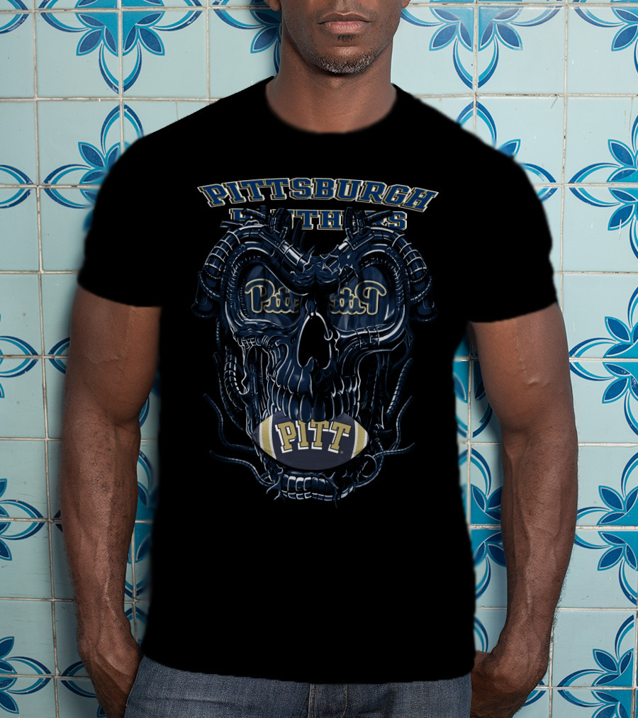 Pittsburgh Panthers Dragonskull Pitt Football T-Shirt