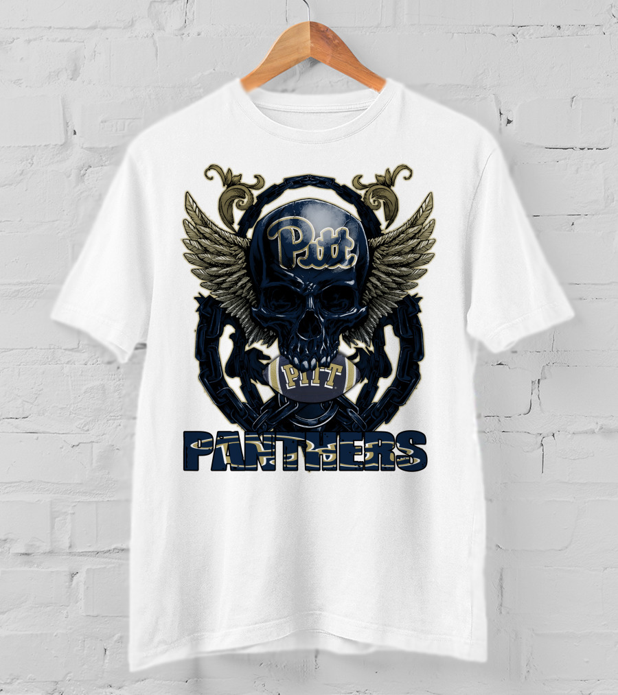 Pitt Panthers Skull Winged Football T-Shirt
