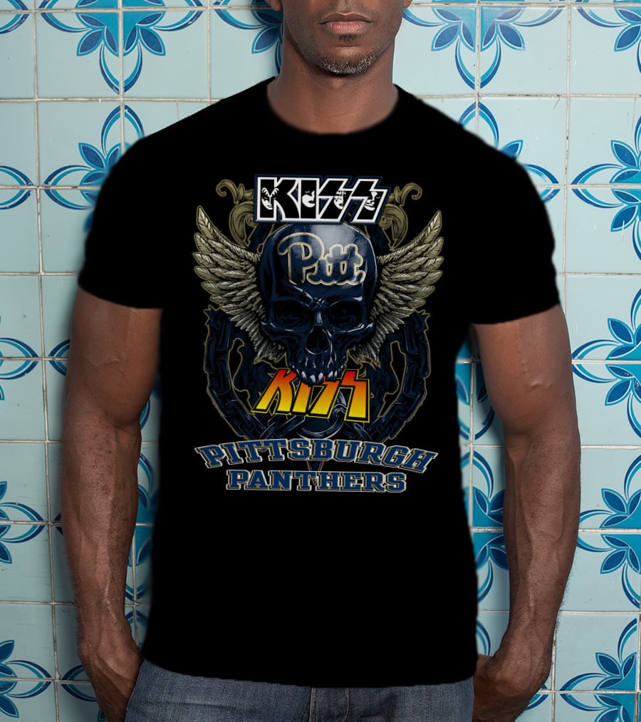 KISS Pitt Pittsburgh Panthers Skull Wings T-Shirt