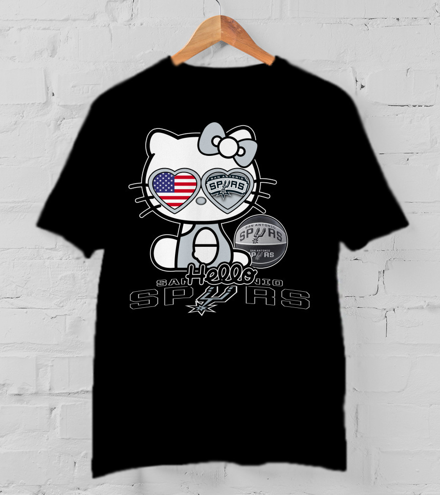 Hello Kitty San Antonio Spurs USA Flag T-Shirt