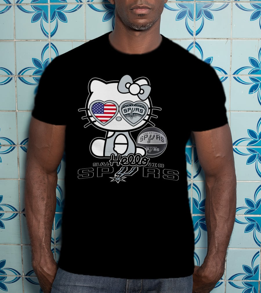 Hello Kitty San Antonio Spurs USA Flag T-Shirt