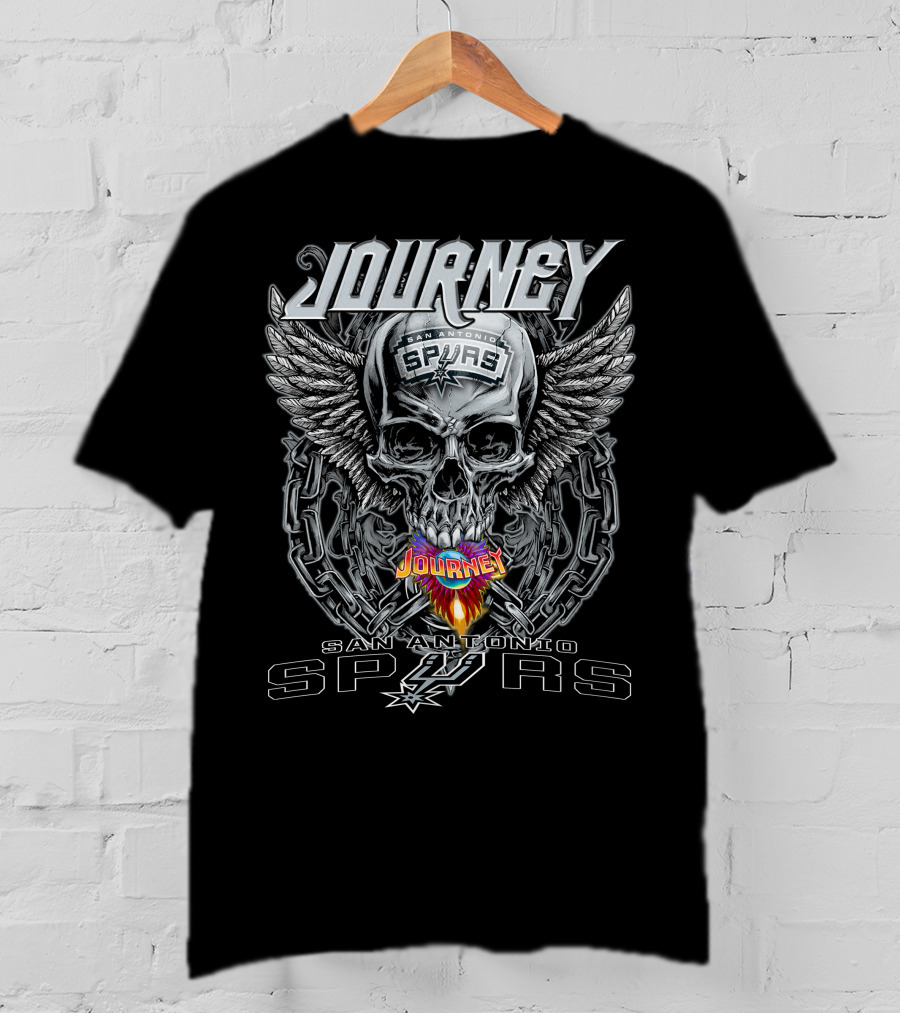 Journey San Antonio Spurs Skull Winged Chain T-Shirt