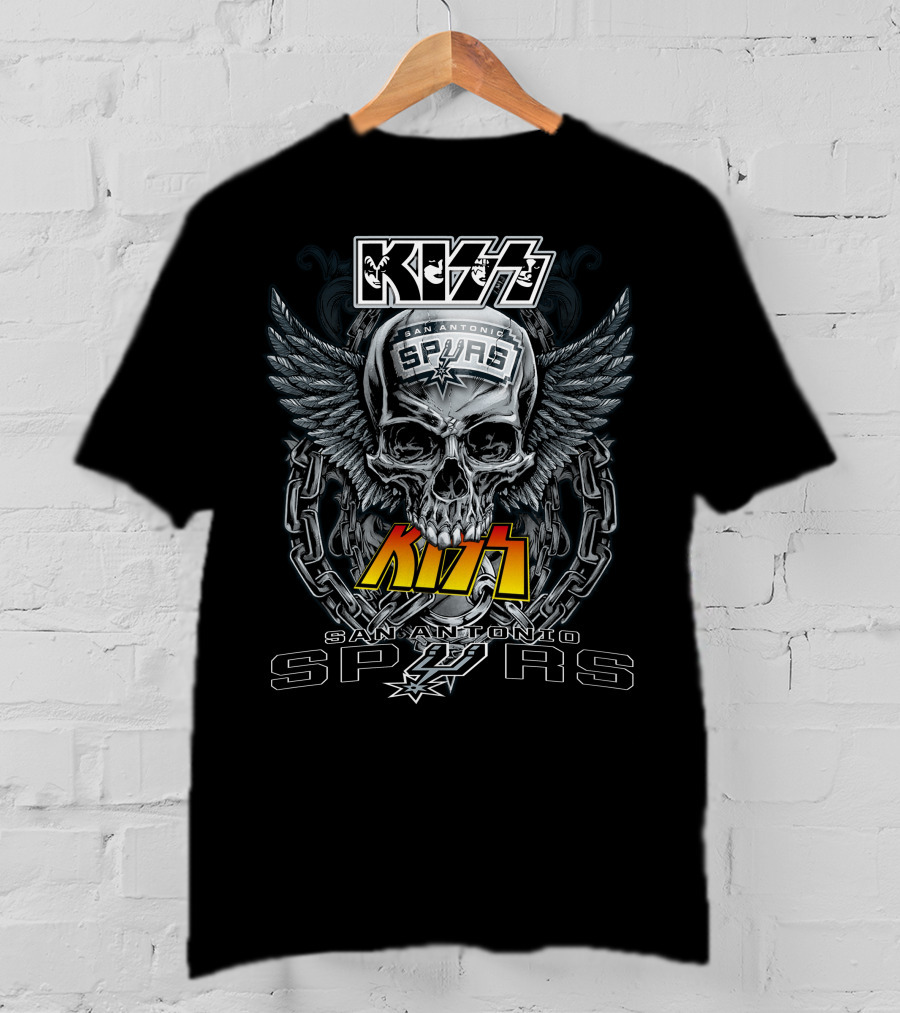 Kiss San Antonio Spurs Skull Wings T-Shirt