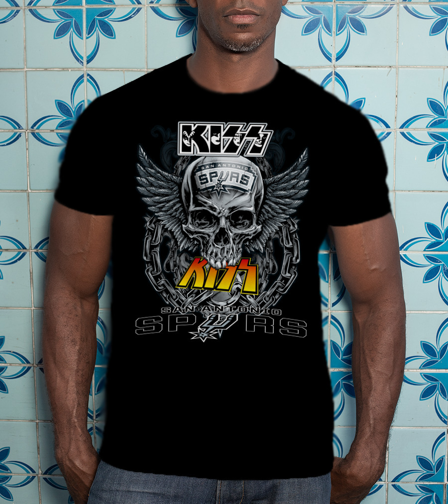 Kiss San Antonio Spurs Skull Wings T-Shirt