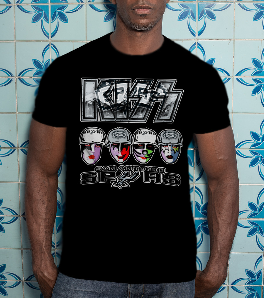 Kiss San Antonio Spurs Faces In Hats T-Shirt