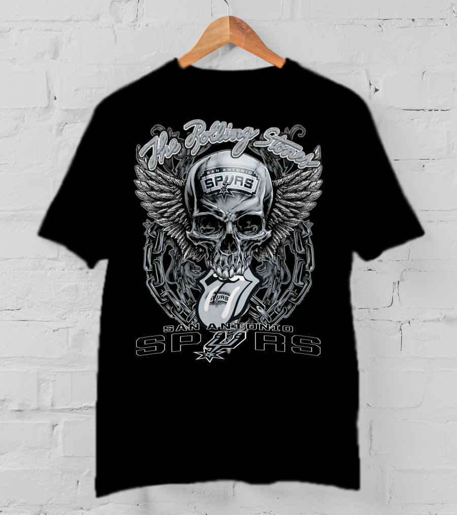 The Rolling Stones San Antonio Spurs Skull Wings Chain T-Shirt