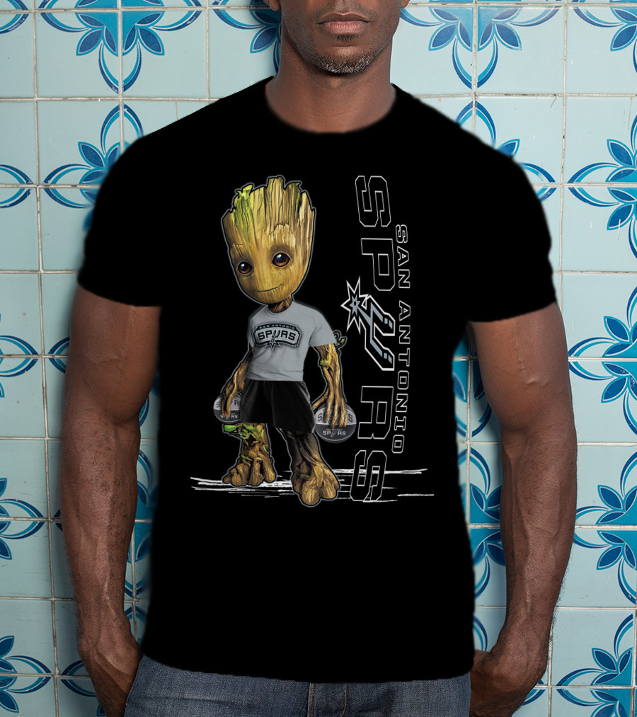 Groot San Antonio Spurs NBA Basketball Character Crossover T-Shirt