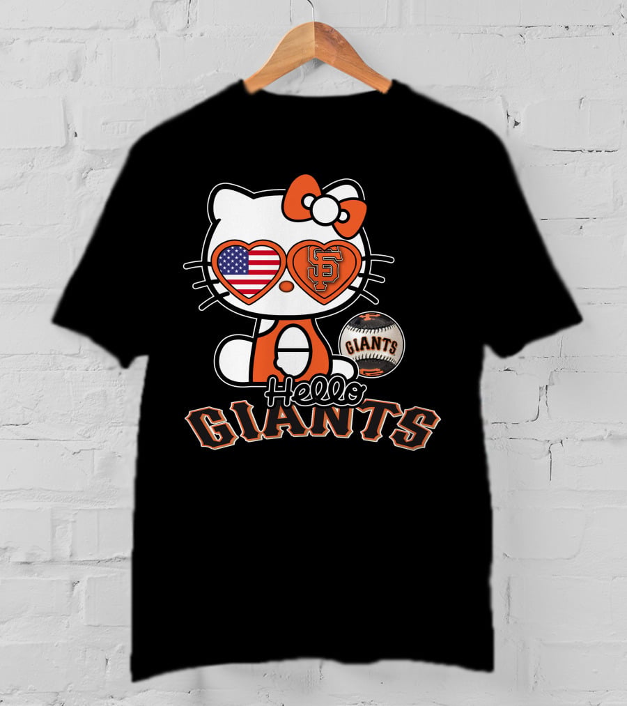 Hello Kitty San Francisco Giants American Flag Baseball T-Shirt