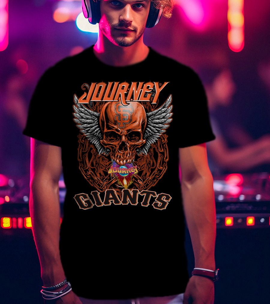 Journey Giants Skull With Wings And SF T-Shirt