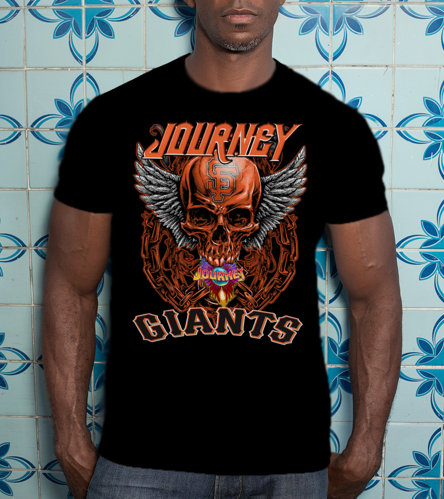 Journey Giants Skull With Wings And SF T-Shirt