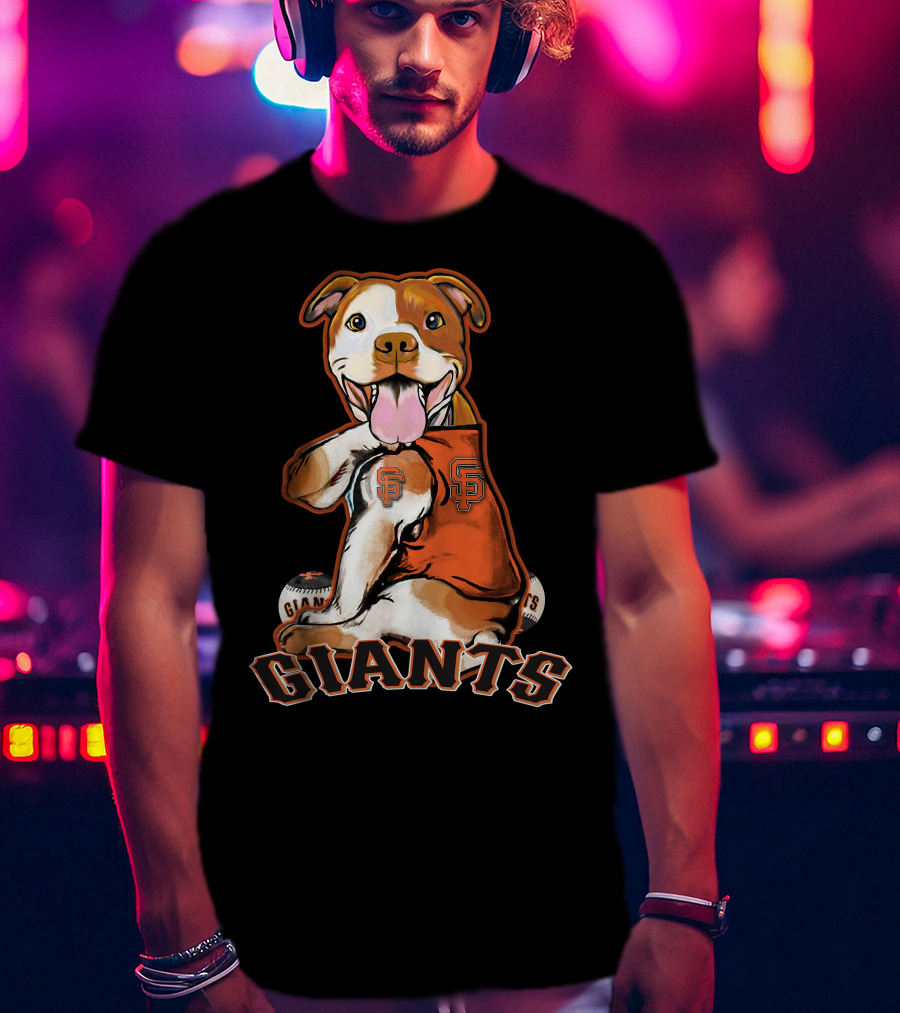 Pittbull San Francisco Giants Dog Logo Orange And Black T-Shirt